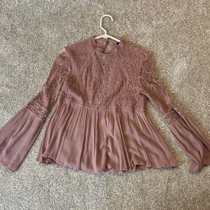 American Eagle Outfitters Mauve Lace Blouse